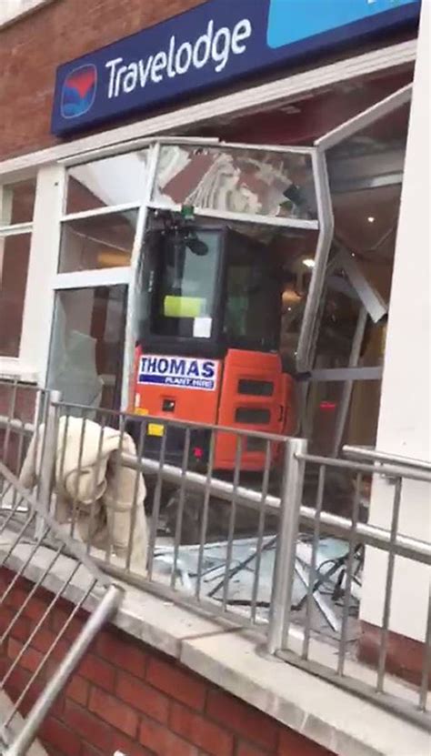 man drives mini digger into travelodge|john manley travelodge.